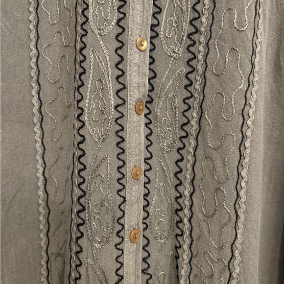 MPH Medium Rayon Lightweight Embroidered Button Front Bohemian Tank Maxi Dress - Picture 10 of 11